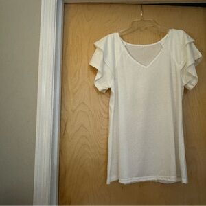 Elegant White Ruffle Sleeve Top